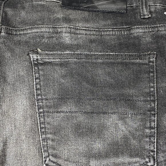 NEW TULONES Men’s Euro Skinny Jeans Coated Black Distressed Denim Size 36 NWT - Picture 2 of 11